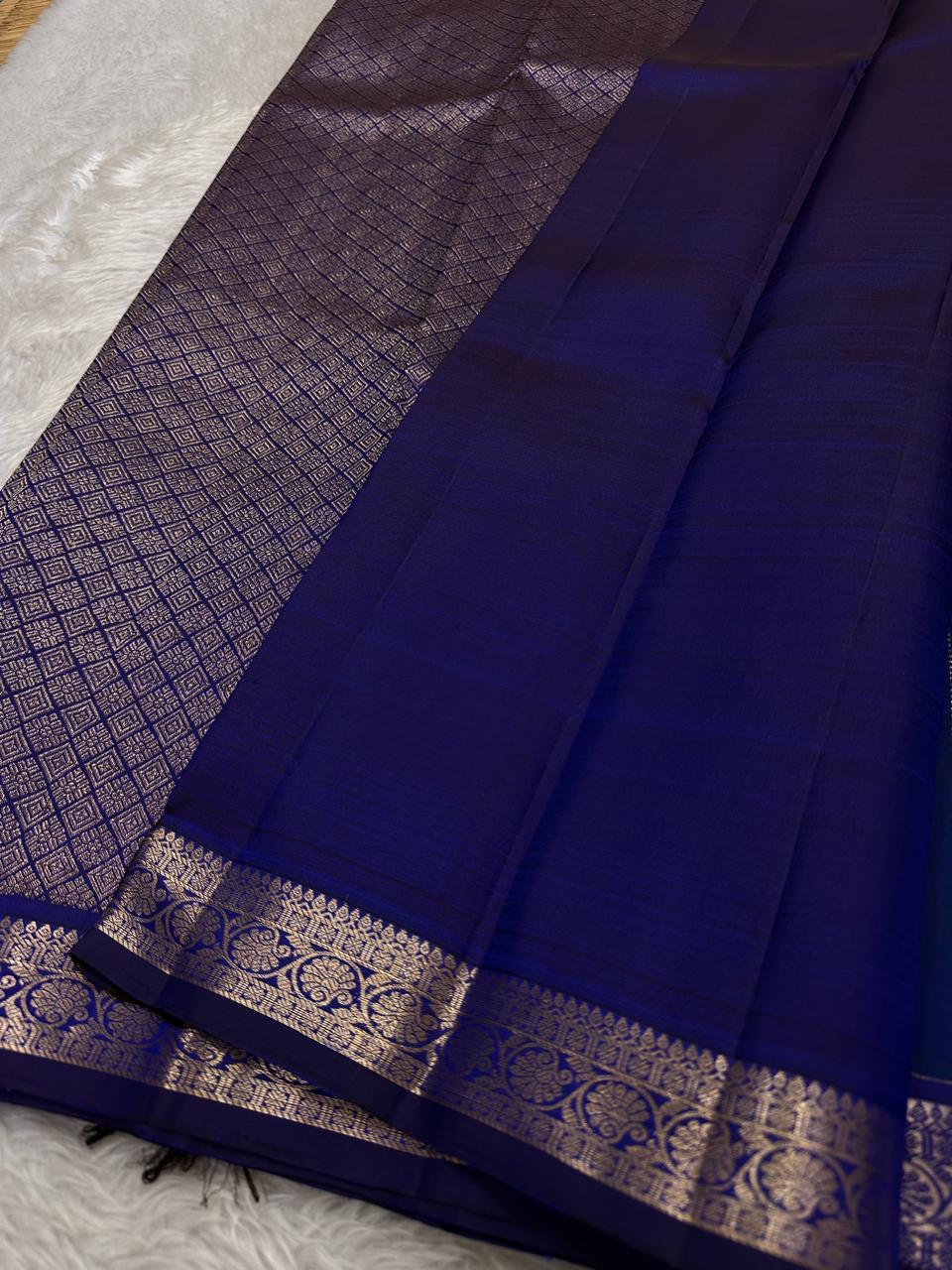 Dark blue Kanjivaram saree