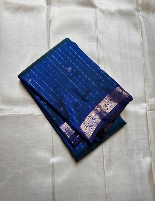 Dark blue Kanjivaram saree